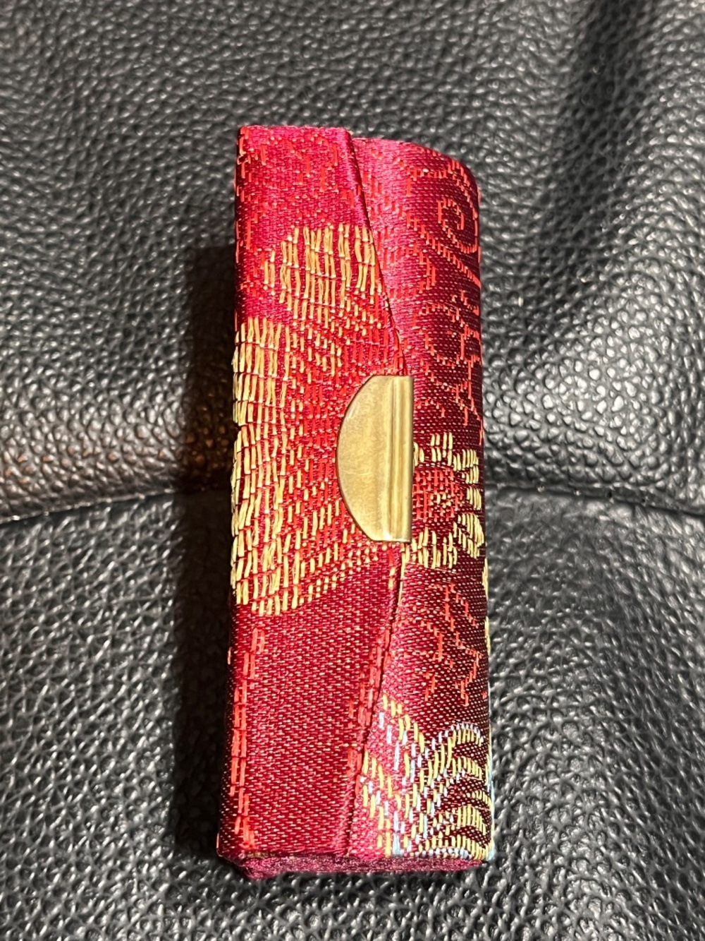 Lipstick Case with Mirror | Brocade Fabric | Snap Closure | Like new - Picture 5 of 11